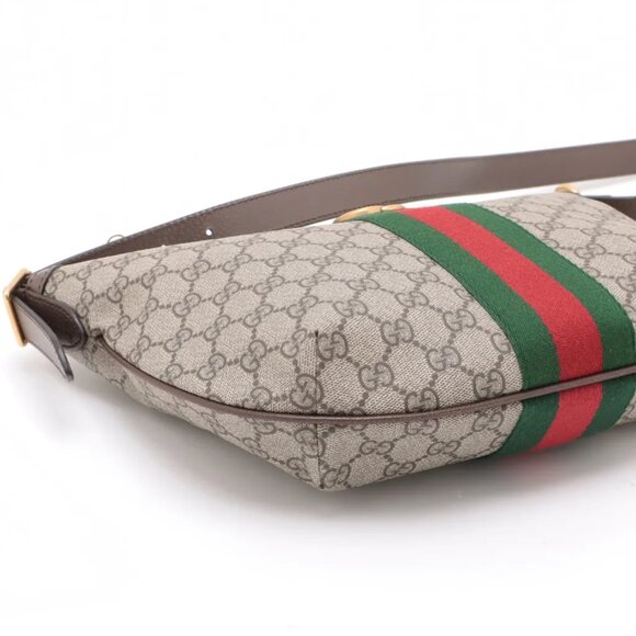 Gucci GG Supreme Monogram Web Small Ophidia Half Moon Hobo Brown - Picture 4 of 9